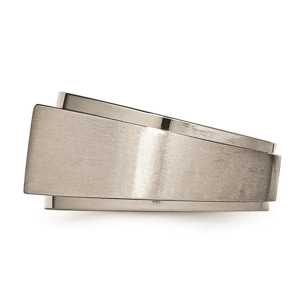 Chisel Jewelry Titanium Satin & Polished Diamond Band | TB263AA