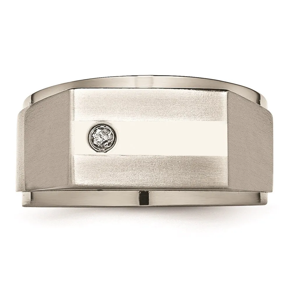 Chisel Jewelry Titanium Satin & Polished Diamond Band | TB263AA
