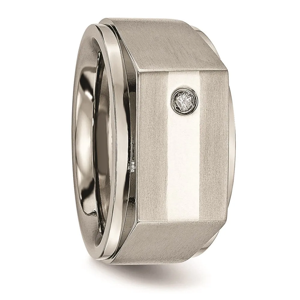Chisel Jewelry Titanium Satin & Polished Diamond Band | TB263AA