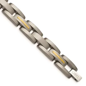 Chisel Jewelry Titanium with 14k Yellow Inlay Accent Bracelet