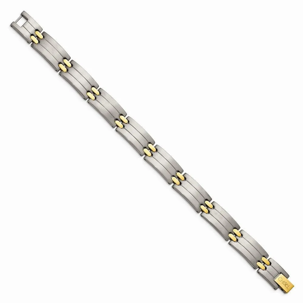 Chisel Jewelry Titanium Yellow IP-Plating 8.5in Bracelet