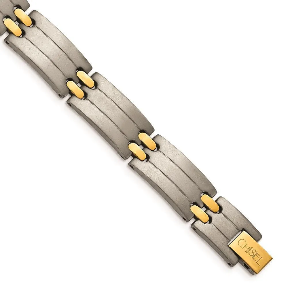 Chisel Jewelry Titanium Yellow IP-Plating 8.5in Bracelet