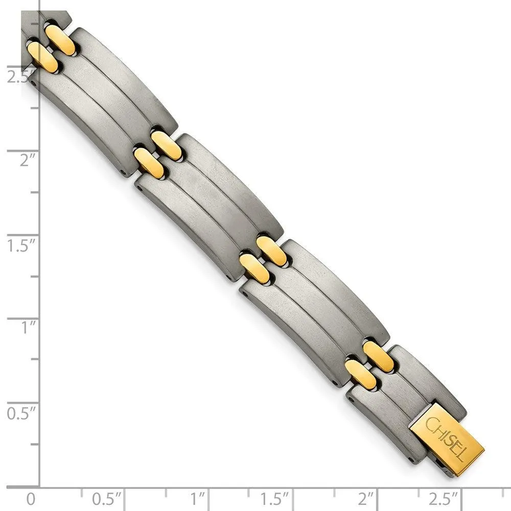 Chisel Jewelry Titanium Yellow IP-Plating 8.5in Bracelet