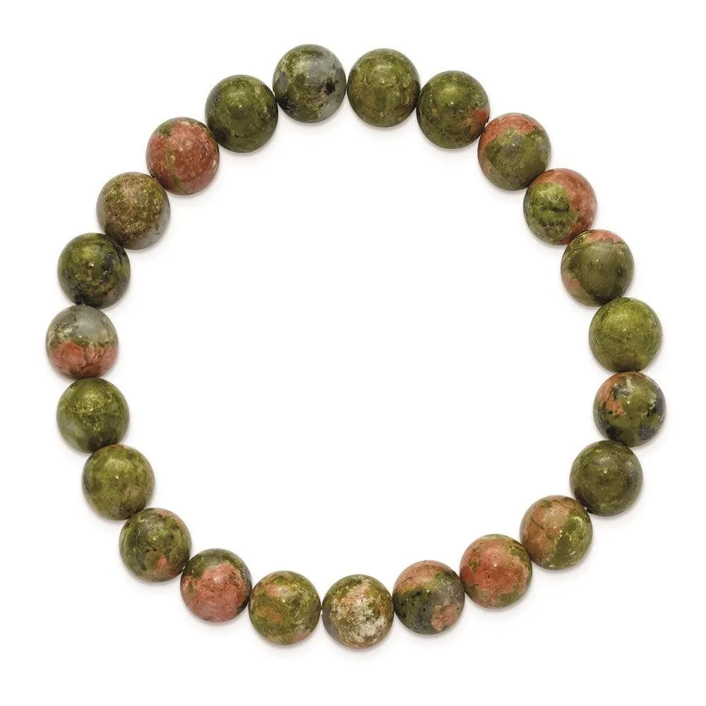 Chisel Jewelry Unakite Agate Beaded Stretch Bracelet