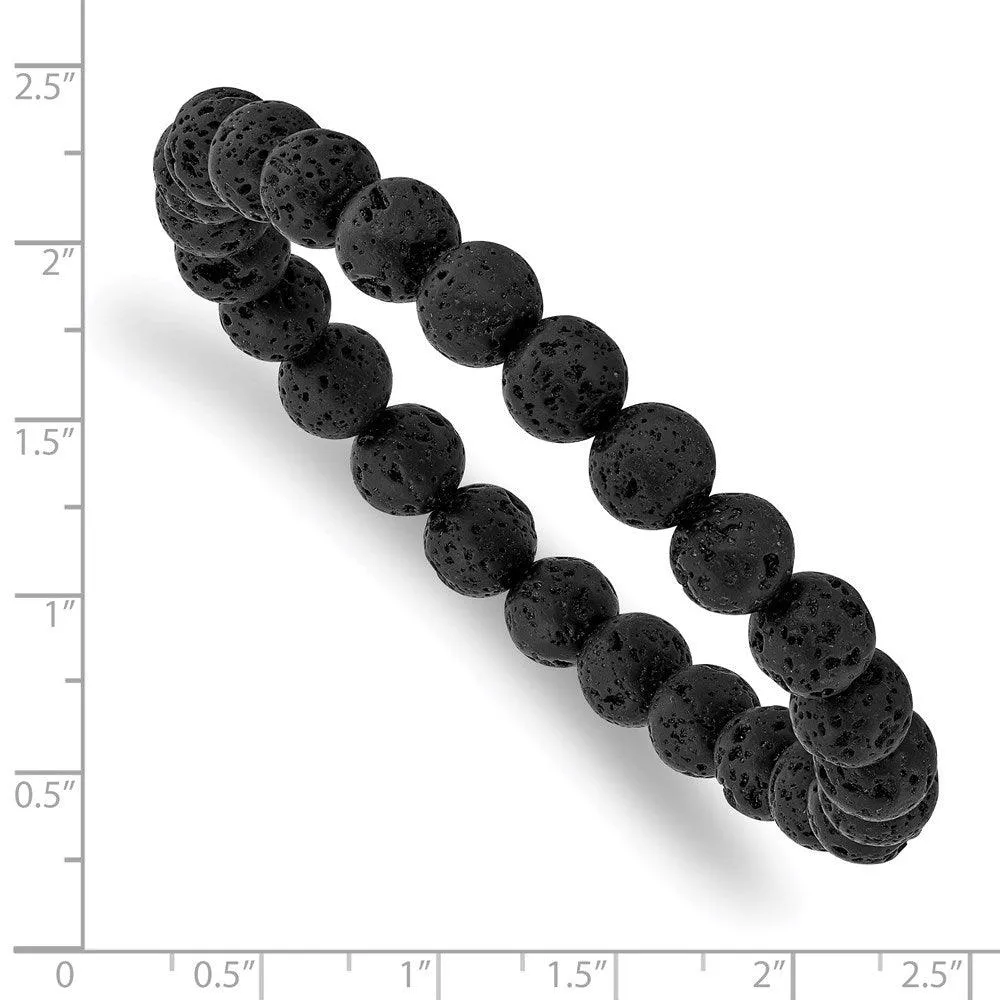 Chisel Jewelry Volcanic Rock Agate Beaded Stretch Bracelet