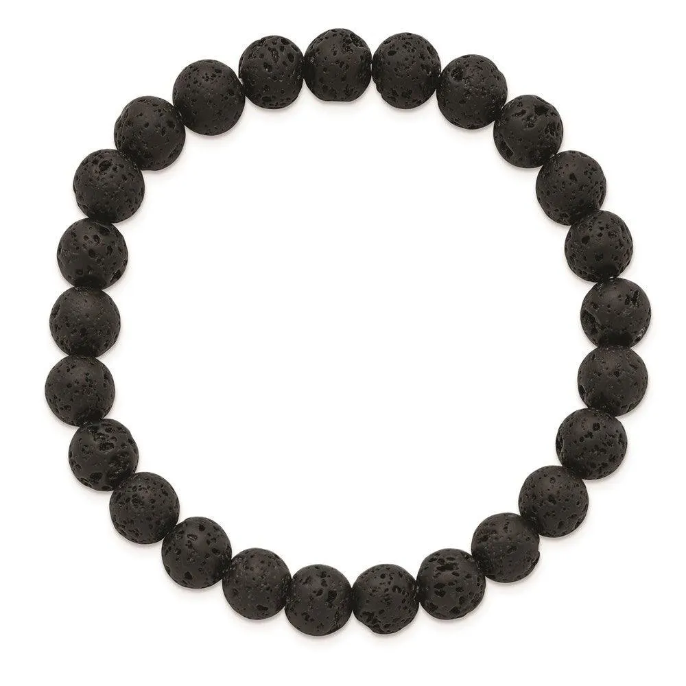 Chisel Jewelry Volcanic Rock Agate Beaded Stretch Bracelet