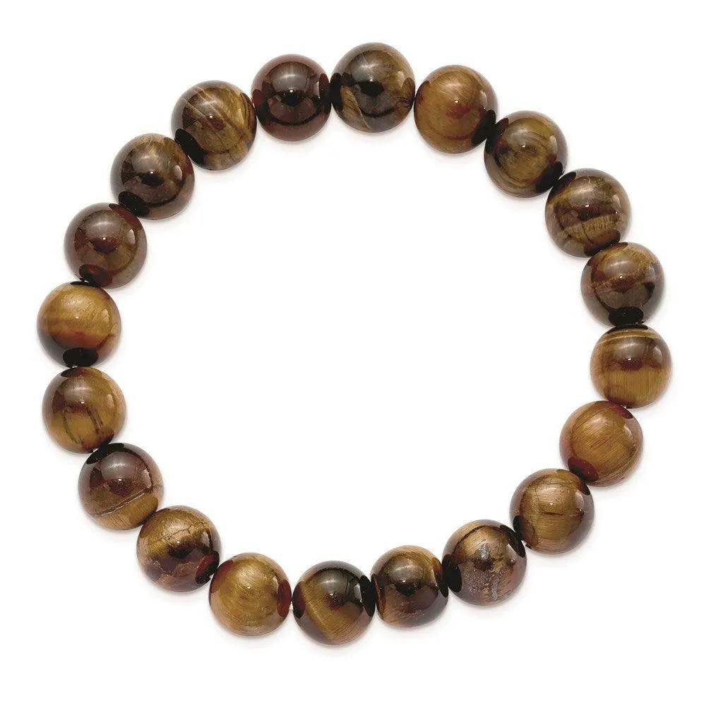 Chisel Jewelry Yellow Tiger's Eye Agate Beaded Stretch Bracelet