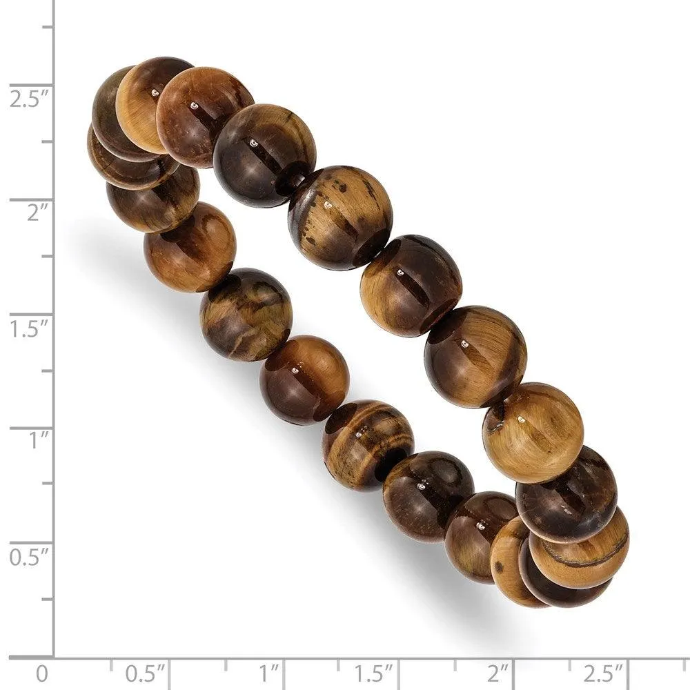 Chisel Jewelry Yellow Tiger's Eye Agate Beaded Stretch Bracelet
