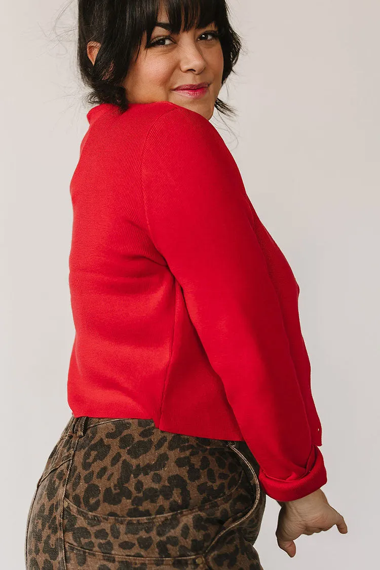Classic Crop Cardigan - Ruby