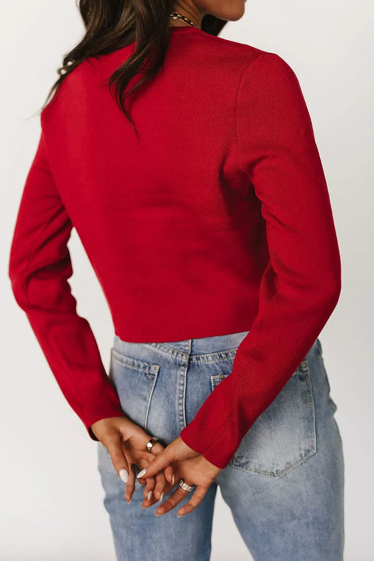 Classic Crop Cardigan - Ruby