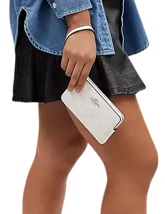 Coach Boxed Corner Zip Wristlet In Signature Canvas Coach Bags