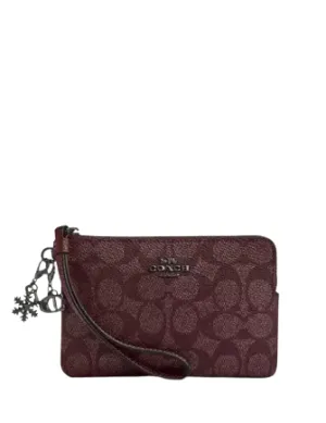 Coach Boxed Corner Zip Wristlet In Signature Canvas With Charms Coach Bags