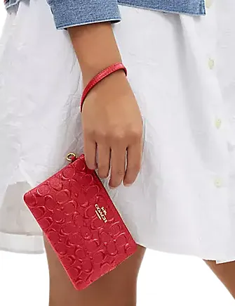Coach Boxed Corner Zip Wristlet In Signature Leather Coach Bags