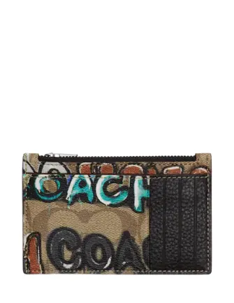Coach Coach X Mint   Serf Zip Card Case In Signature Canvas Coach Bags