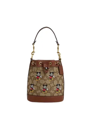 Coach Disney X Coach Mini Dempsey Bucket Bag In Signature Jacquard With Mickey Mouse Print Coach Bags