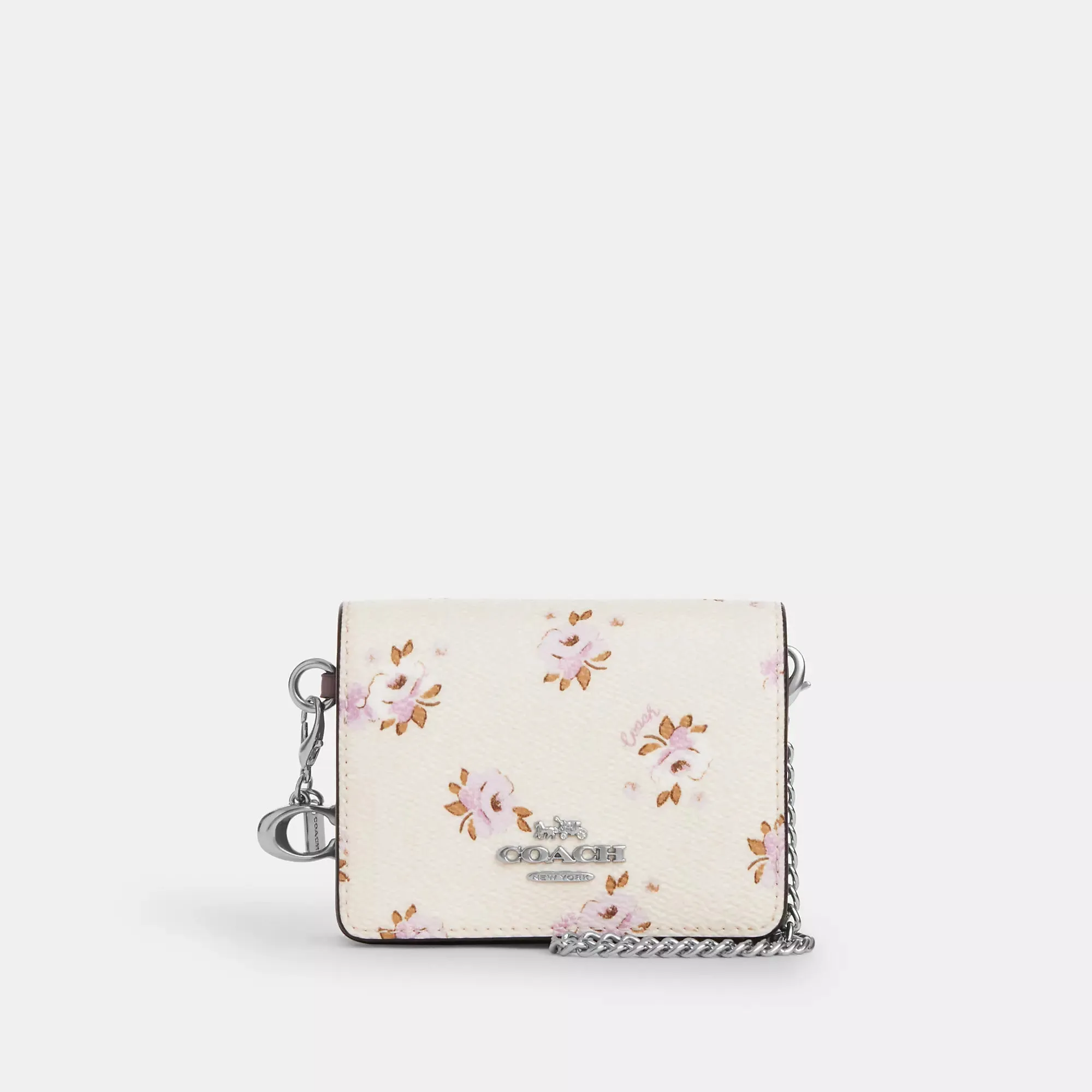 Coach Outlet Boxed Mini Wallet On A Chain With Floral Print COACH Outlet Bags