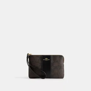 Coach Outlet Corner Zip Wristlet In Signature Canvas With Stripe COACH Outlet Bags
