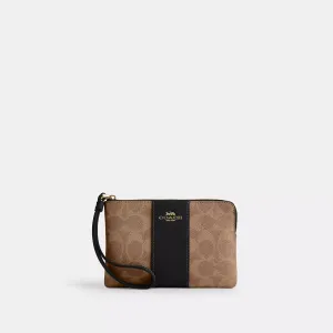 Coach Outlet Corner Zip Wristlet In Signature Canvas With Stripe COACH Outlet Bags