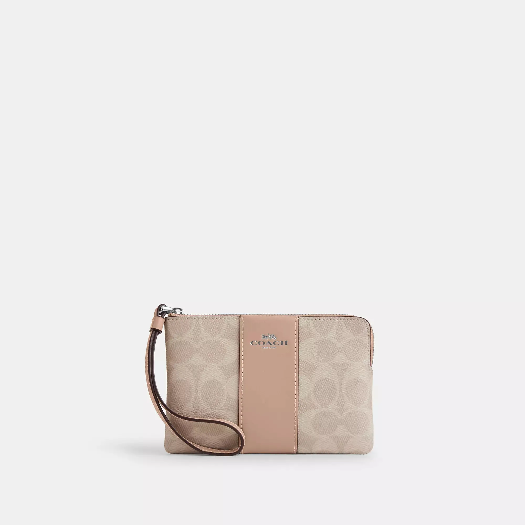 Coach Outlet Corner Zip Wristlet In Signature Canvas With Stripe COACH Outlet Bags