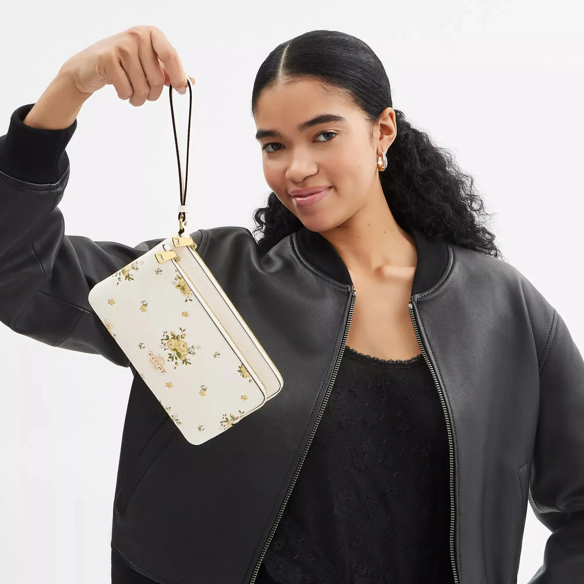 Coach Outlet Double Zip Wallet With Floral Print COACH Outlet Bags