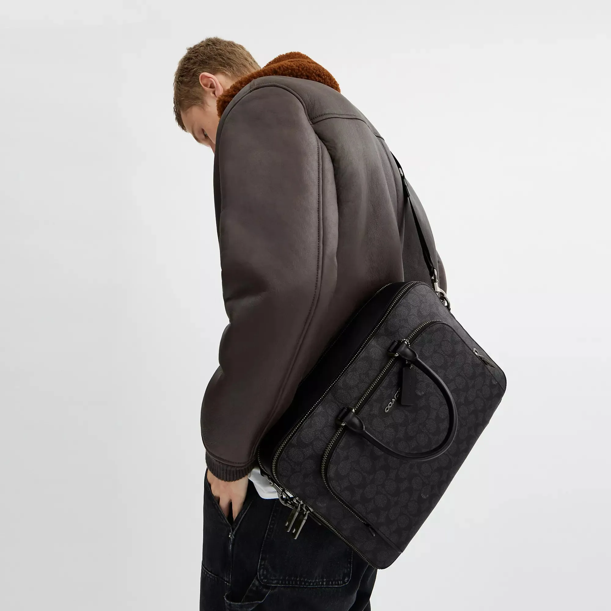 Coach Outlet Ethan Brief In Signature Canvas COACH Outlet Bags