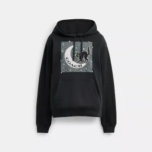 Coach Outlet Halloween Black Cat Moon Signature Square Hoodie COACH Outlet Bags