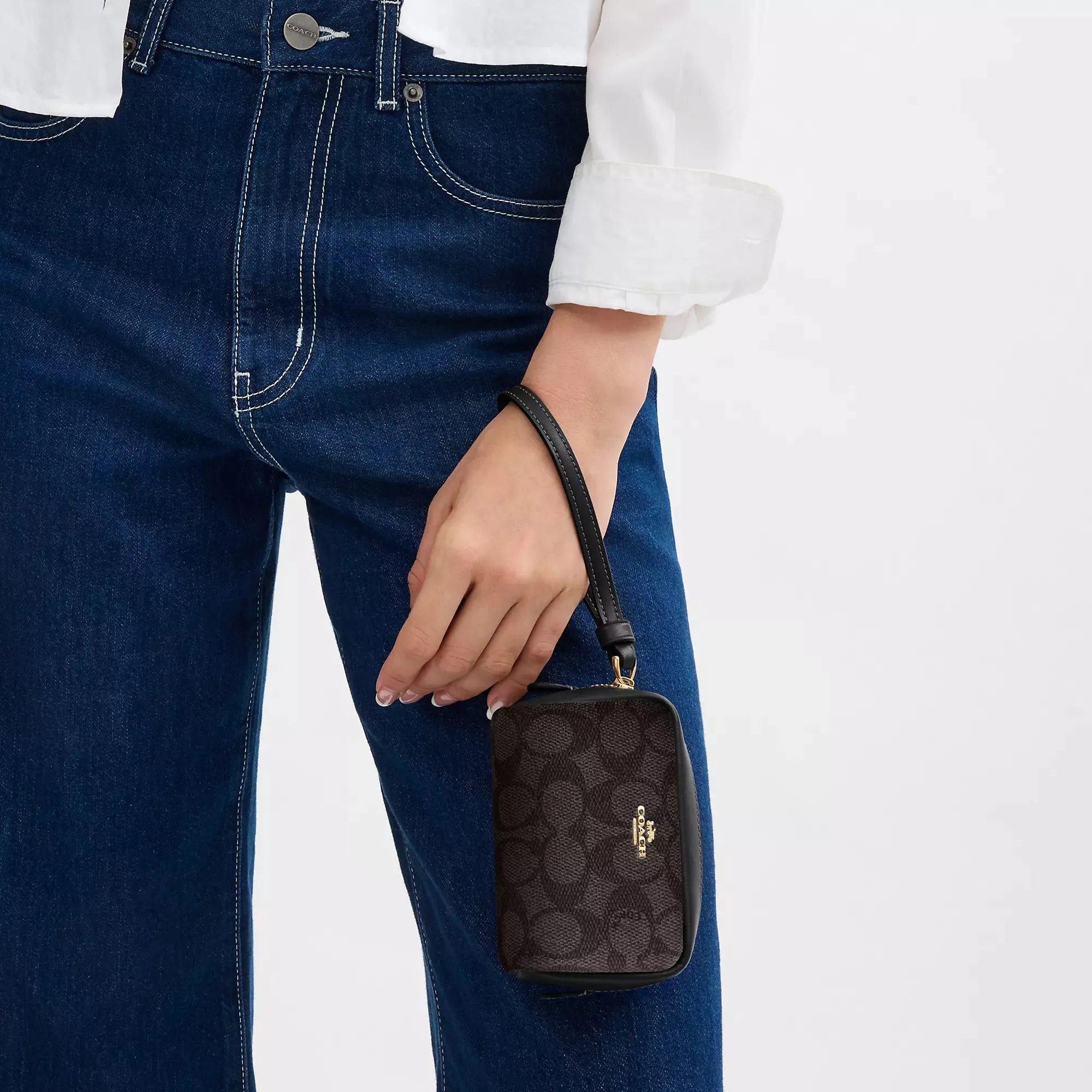 Coach Outlet Pouch Wristlet In Signature Canvas COACH Outlet Bags