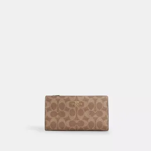 Coach Outlet Slim Zip Wallet In Signature Canvas COACH Outlet Bags