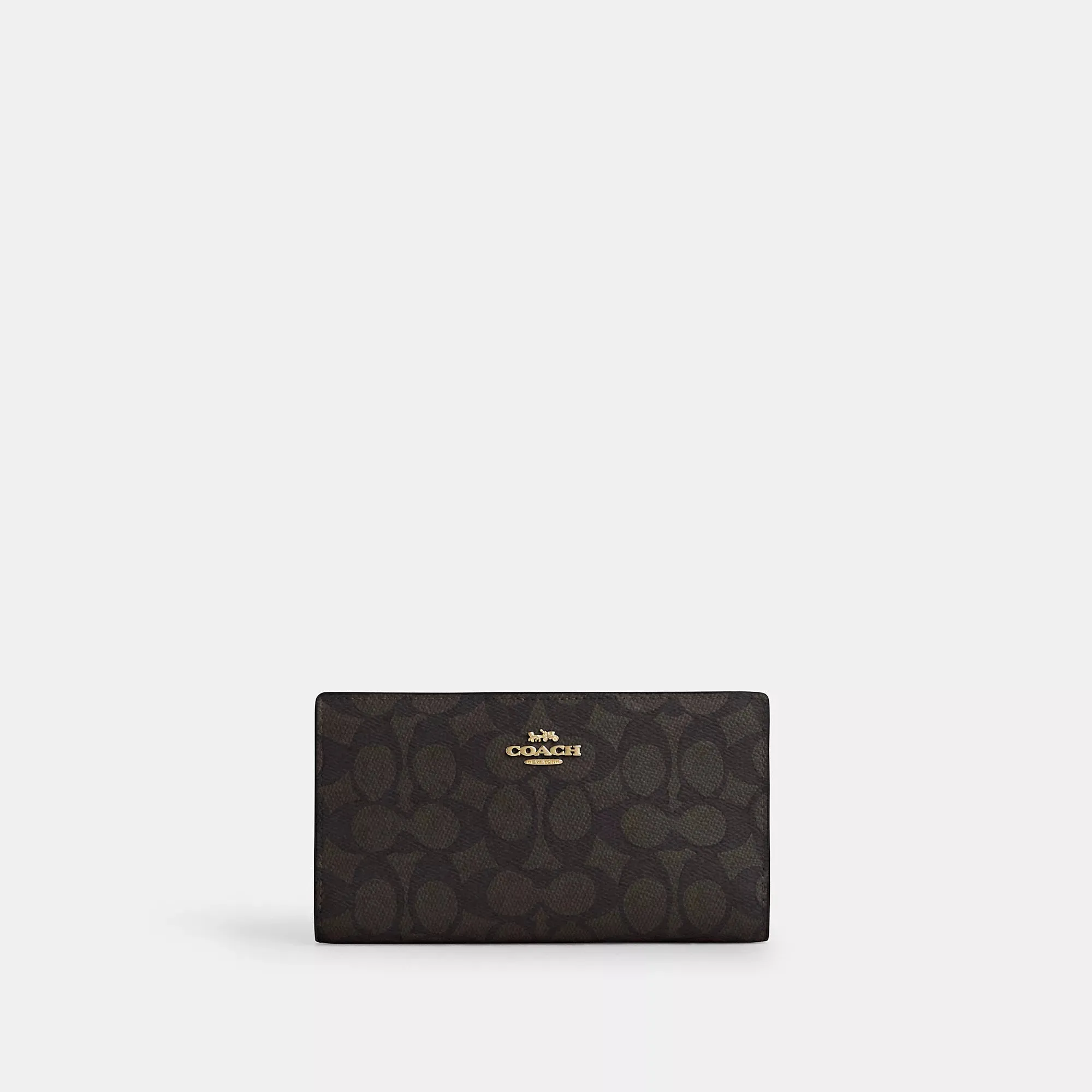 Coach Outlet Slim Zip Wallet In Signature Canvas COACH Outlet Bags
