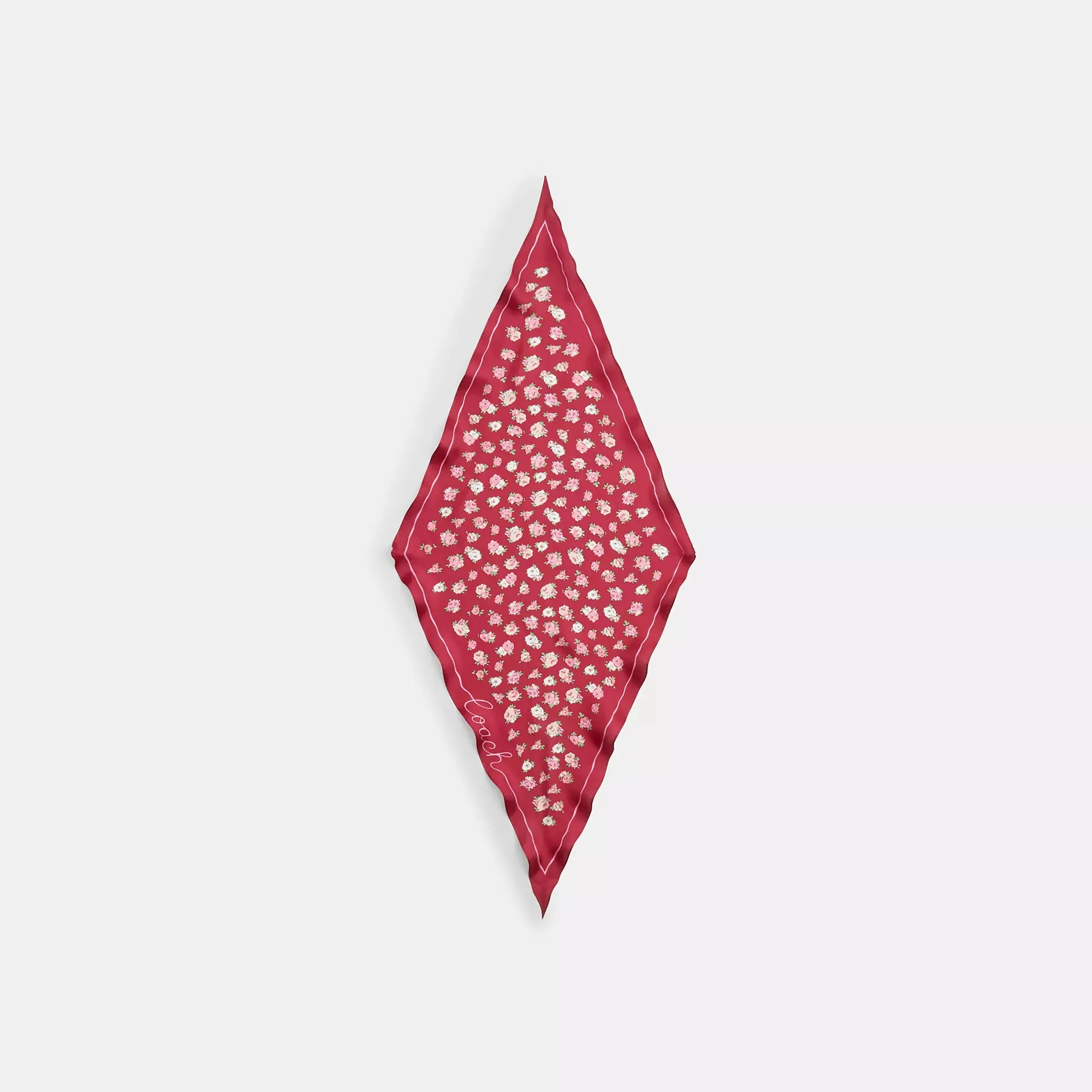 Coach Outlet Tea Rose Print Silk Diamond Scarf COACH Outlet Bags