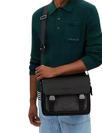 Coach Racer Messenger In Signature Canvas Coach Bags