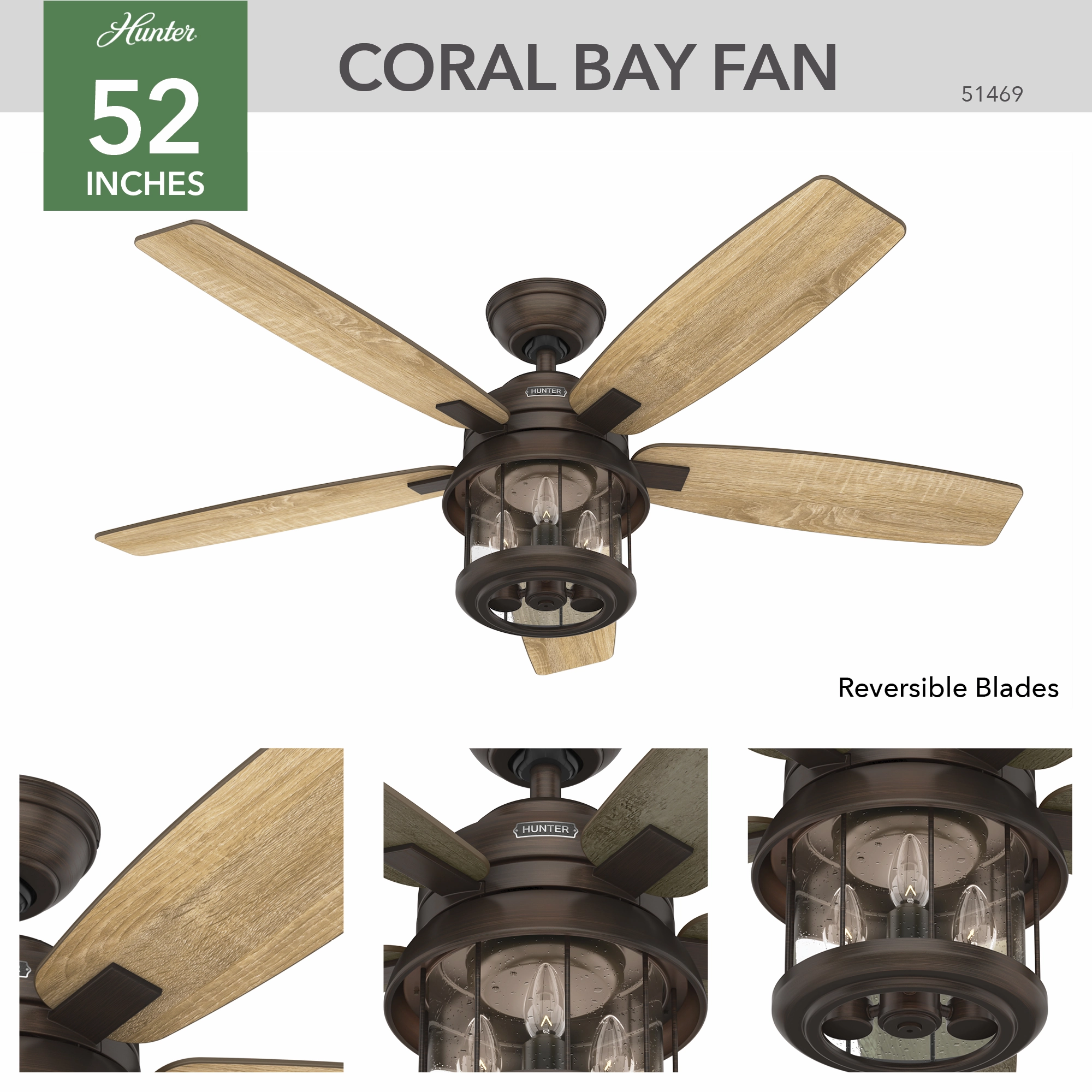 Coral Bay 52"Ceiling Fan Weathered Copper