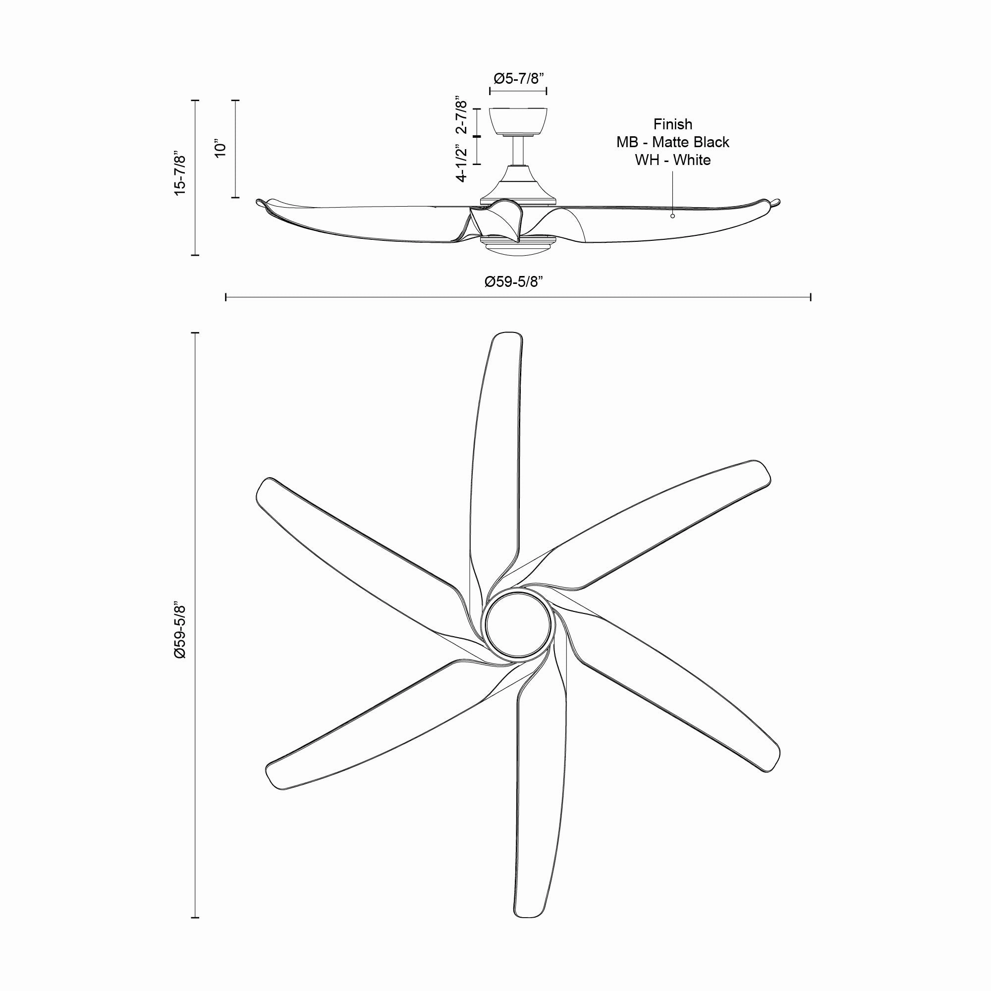 Coronado 60"Ceiling Fan Matte White