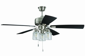 Craftmade Kate 52" Indoor Pull Chain Ceiling Fan with 3 Glass Lights whisper-quiet fans for indoor comfort