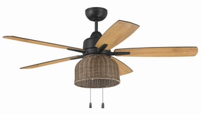 Craftmade Woven 52" Indoor/Outdoor Pull Chain Ceiling Fan with LED in Flat Black Ceiling fan with adjustable speed settings