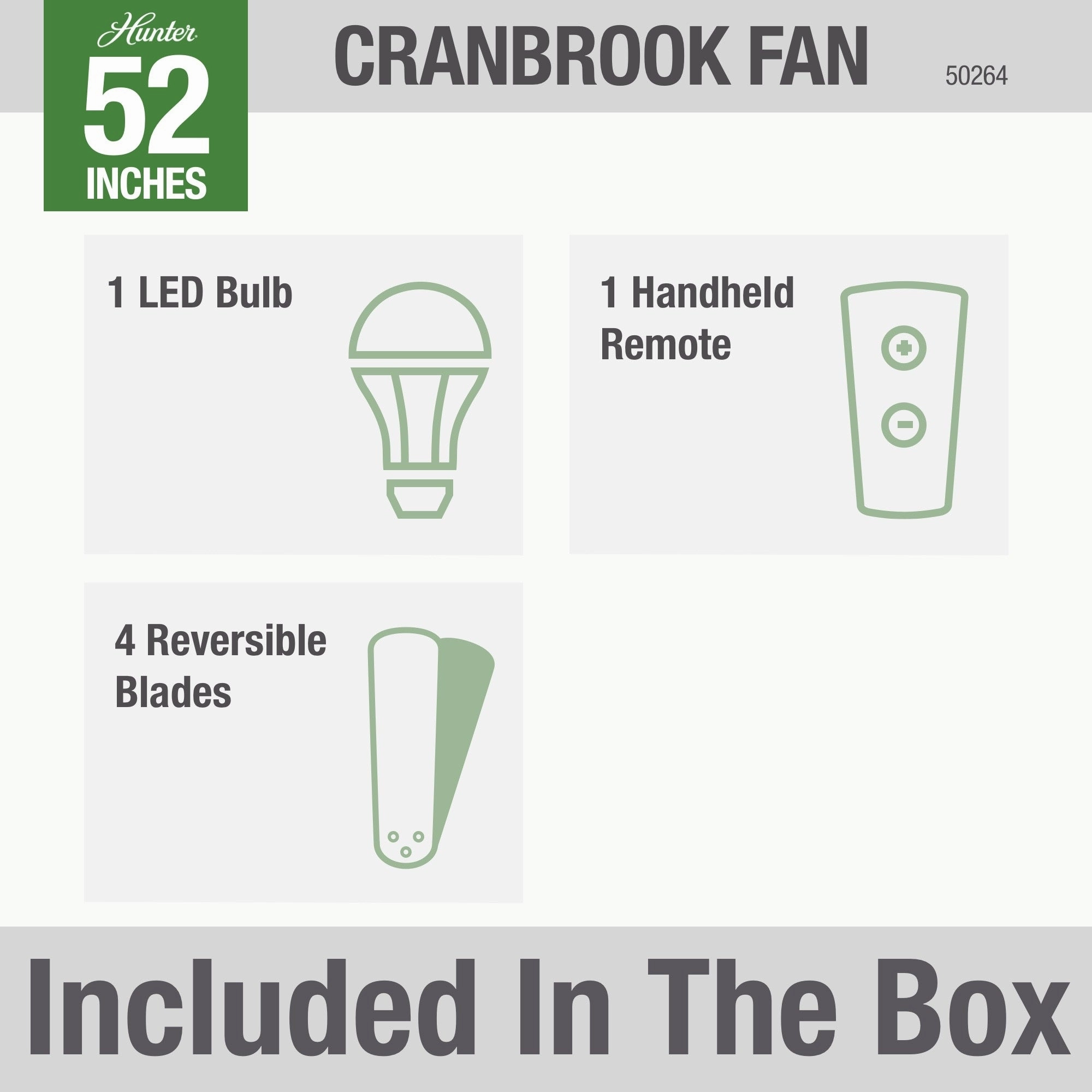 Cranbrook 52"Ceiling Fan Dove Grey