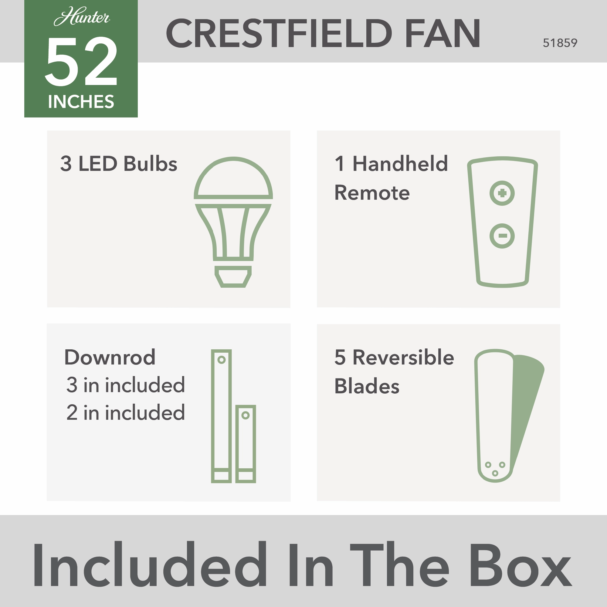 Crestfield 52"Ceiling Fan Fresh White