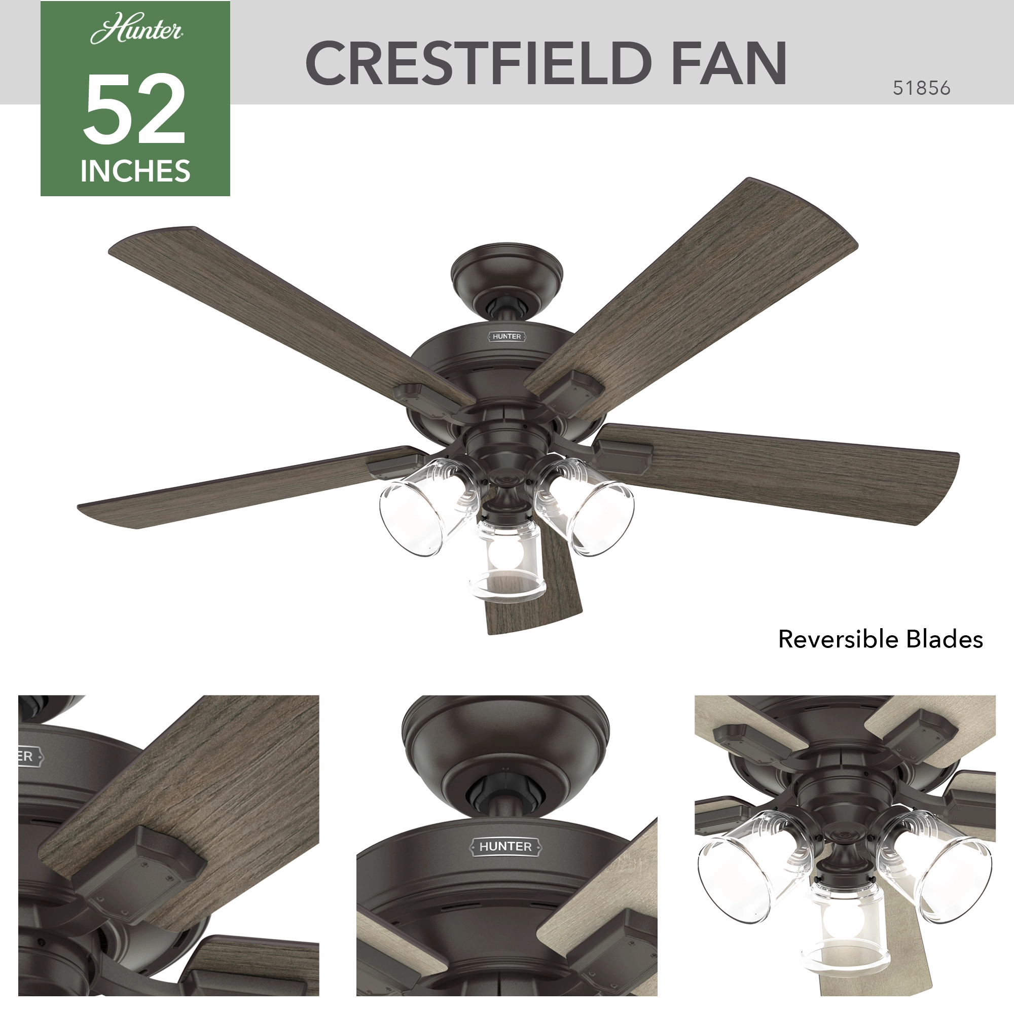 Crestfield 52"Ceiling Fan Noble Bronze