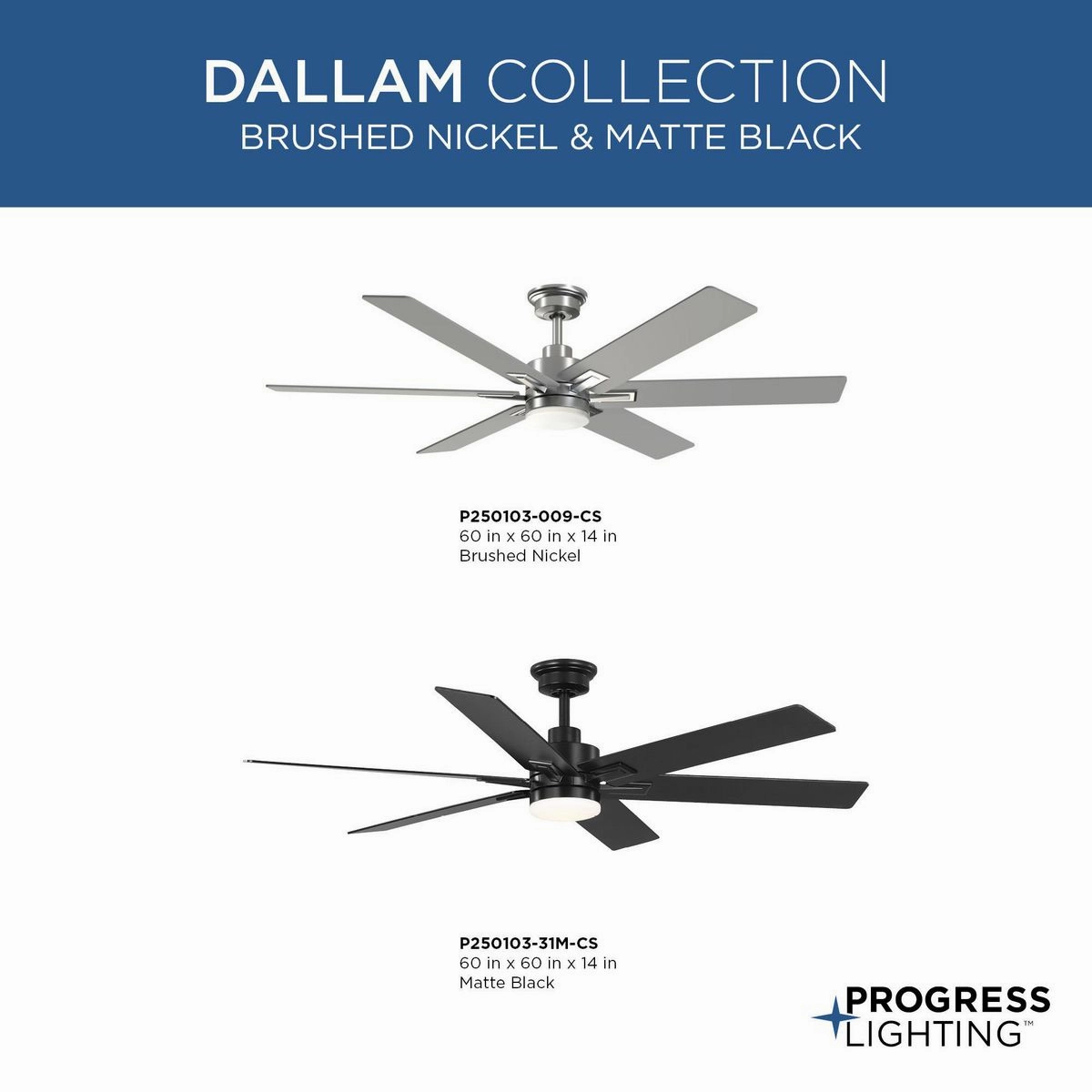 Dallam 60"Ceiling Fan Brushed Nickel