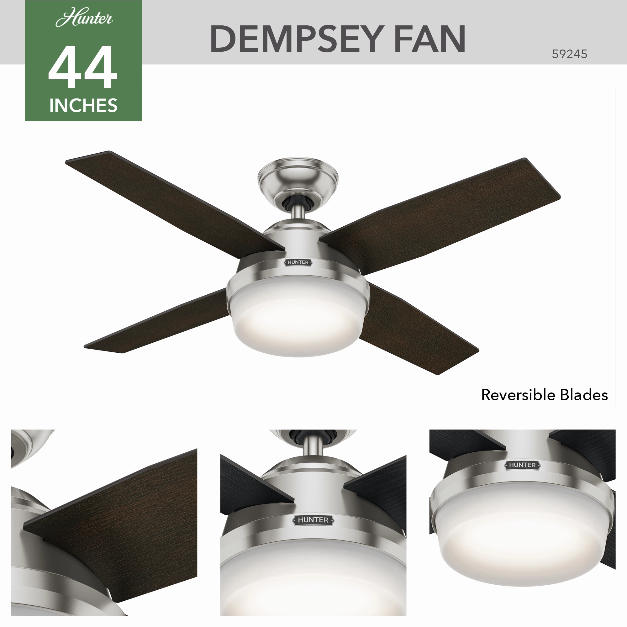 Dempsey 44"Ceiling Fan Brushed Nickel