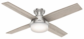 Dempsey 52"Ceiling Fan Brushed Nickel hugger fans for rooms with low ceilings