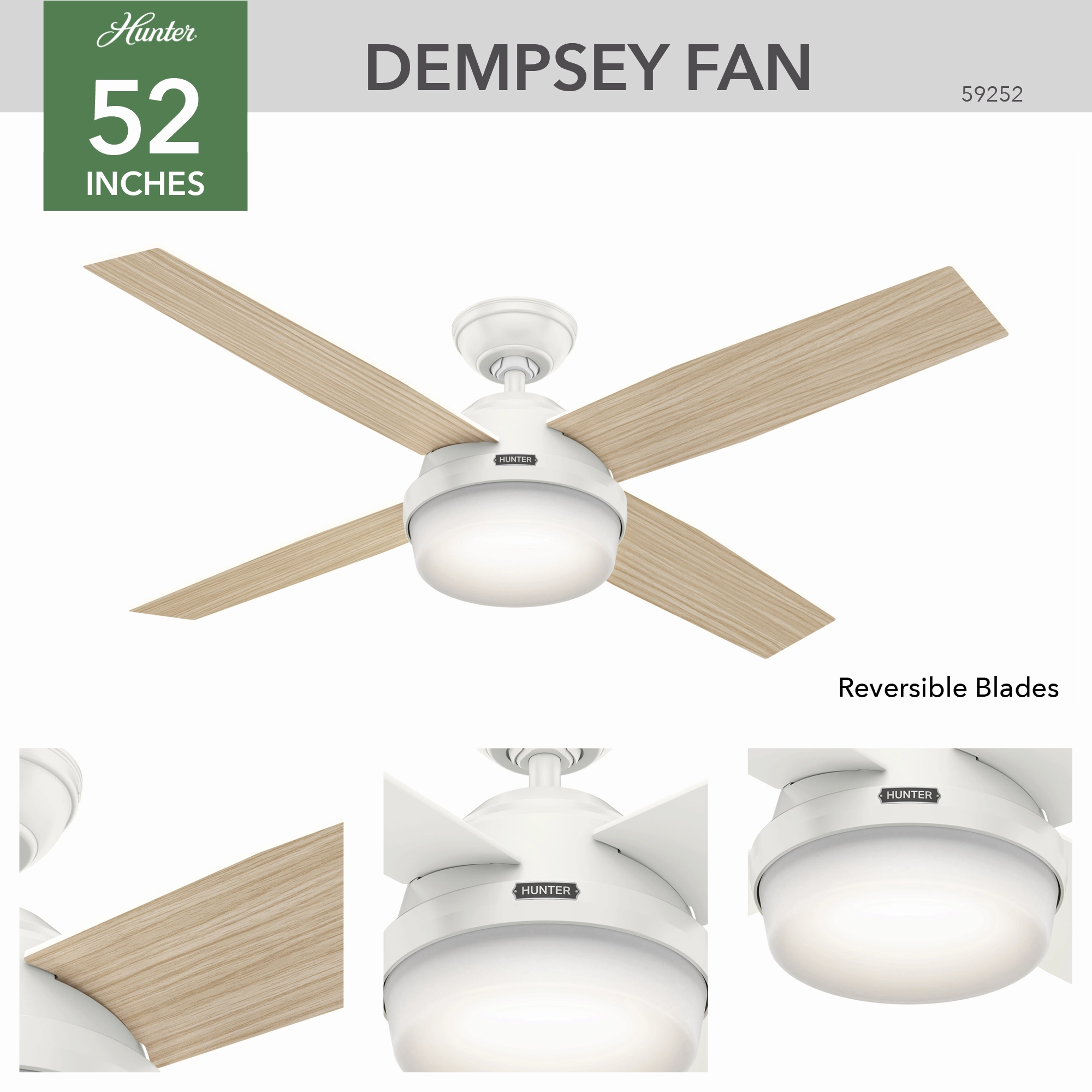 Dempsey 52"Ceiling Fan Fresh White