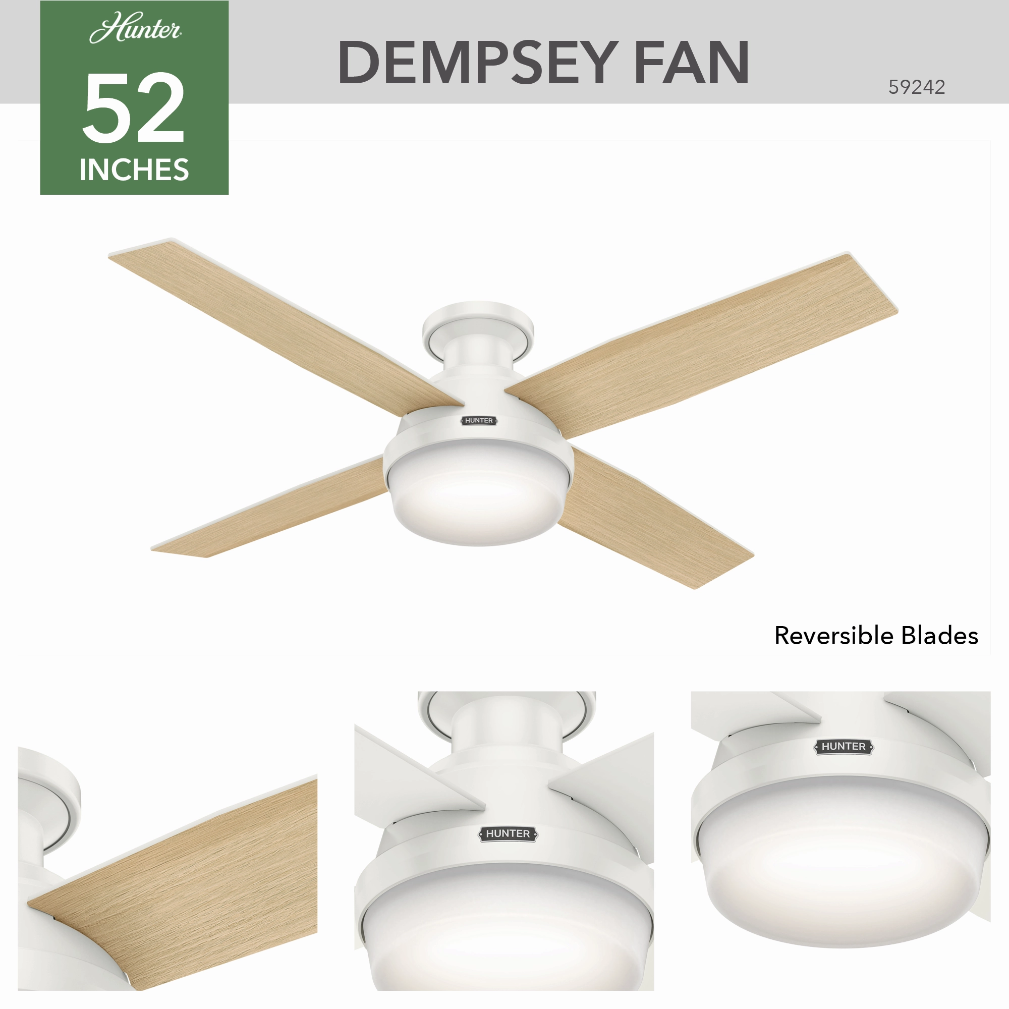 Dempsey 52"Ceiling Fan Fresh White