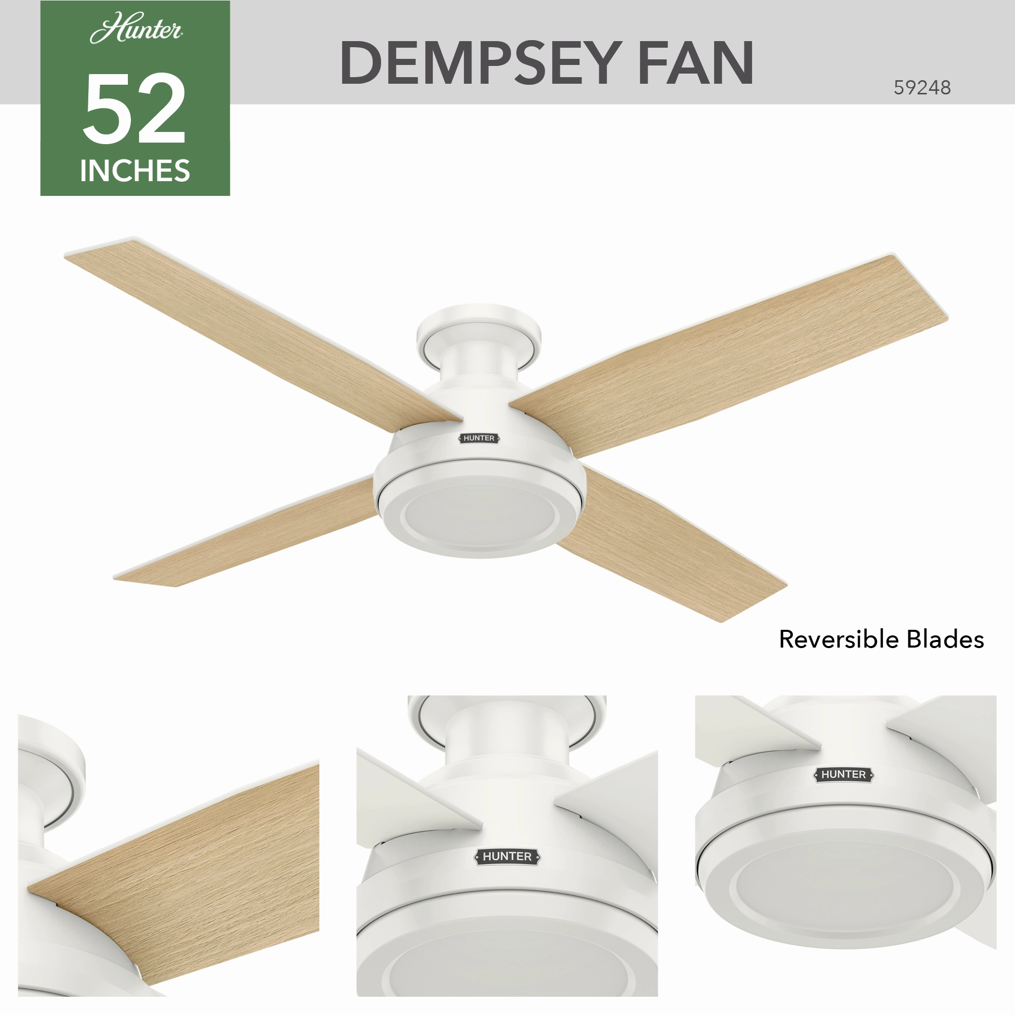 Dempsey 52"Ceiling Fan Fresh White