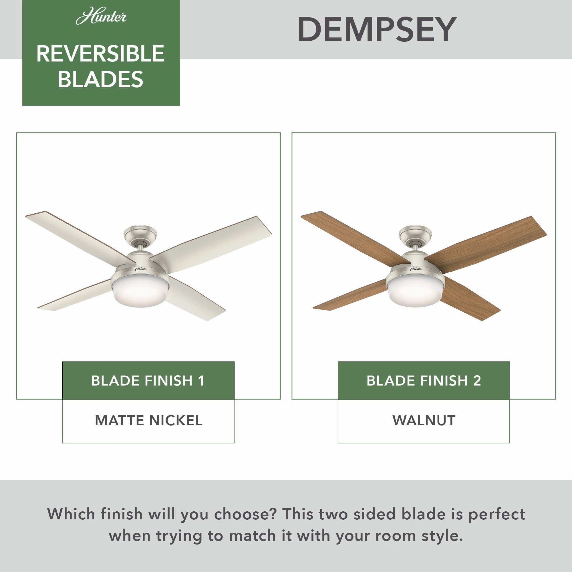 Dempsey 52"Ceiling Fan Matte Nickel