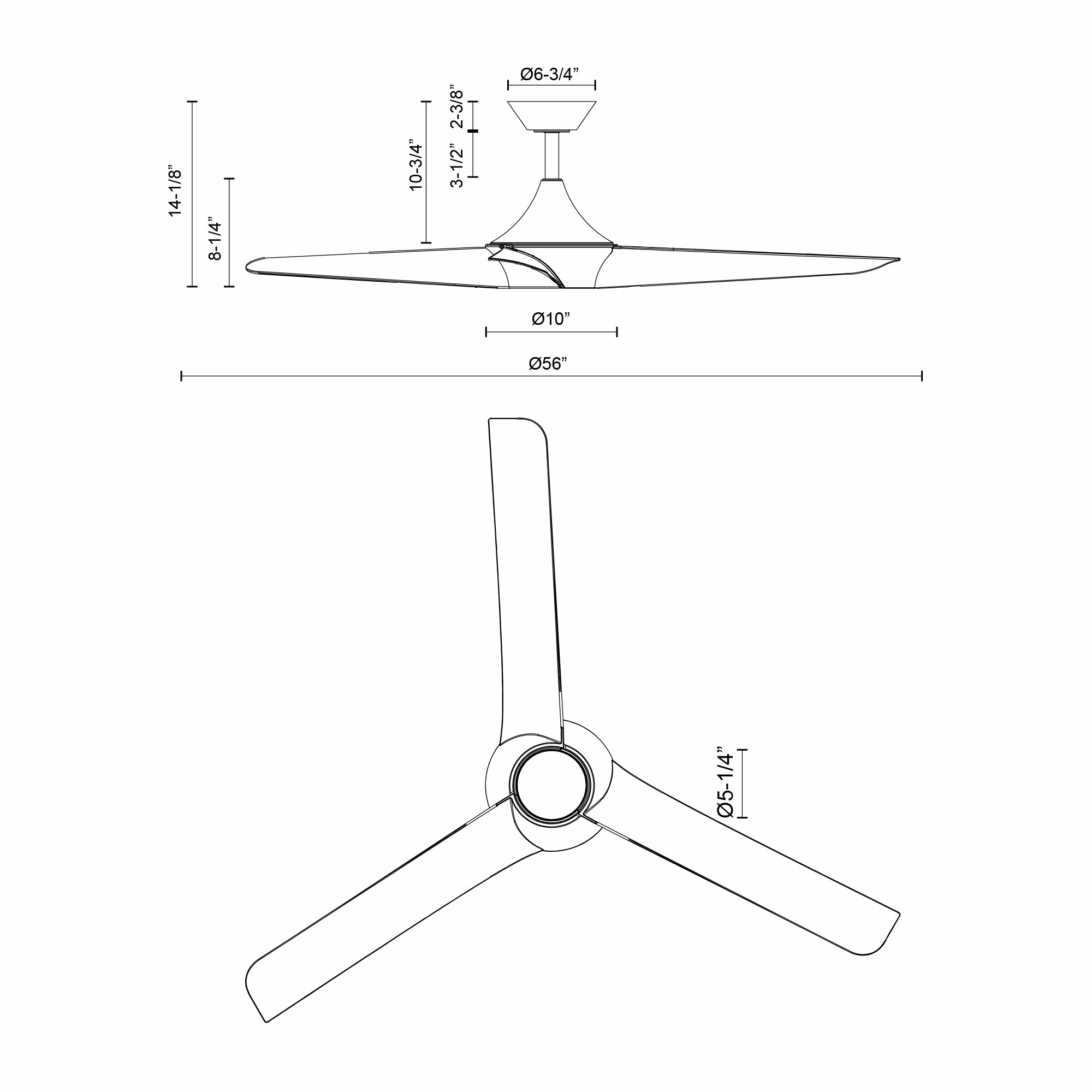 Emiko 56"Ceiling Fan White