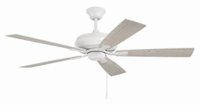 Eos 52"Ceiling Fan White quiet medium fans for living room use