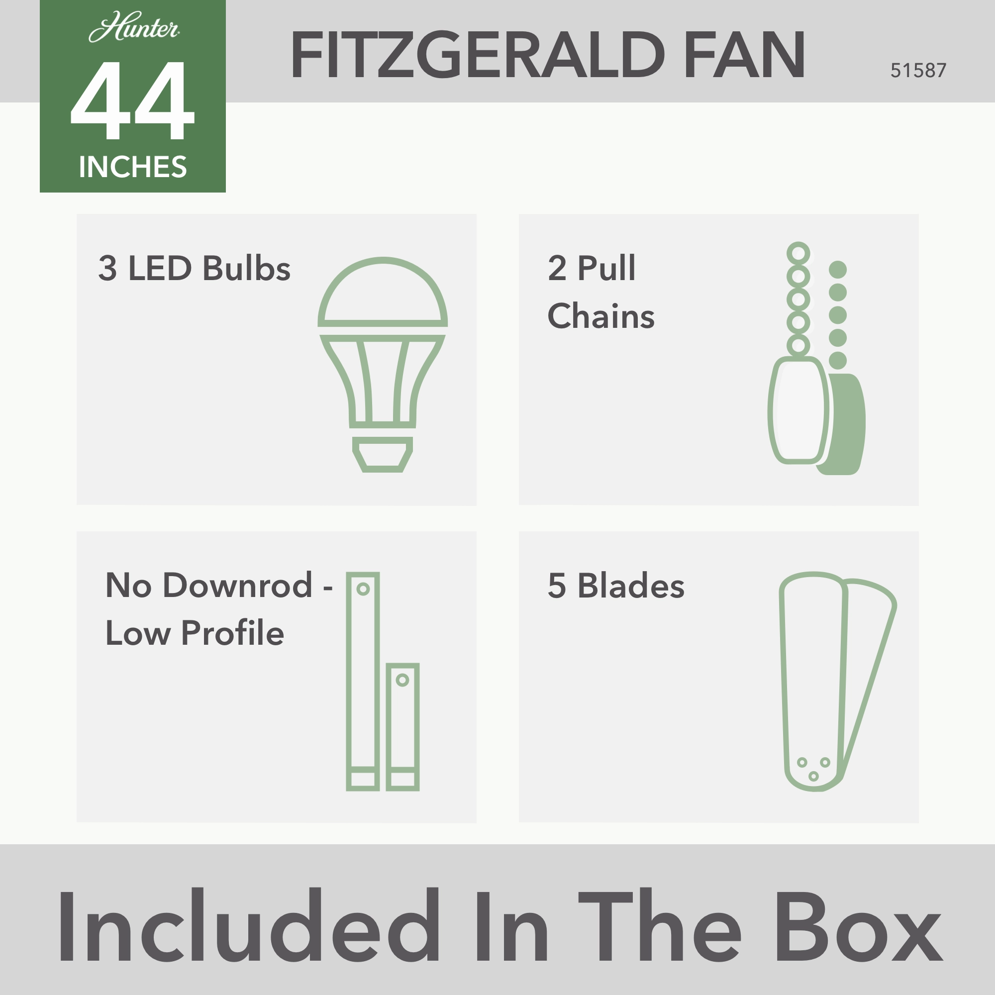 Fitzgerald 44"Ceiling Fan Brushed Nickel