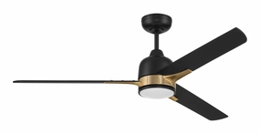 Fuller 52"Ceiling Fan Flat Black/Satin Brass oscillating medium fans with strong airflow
