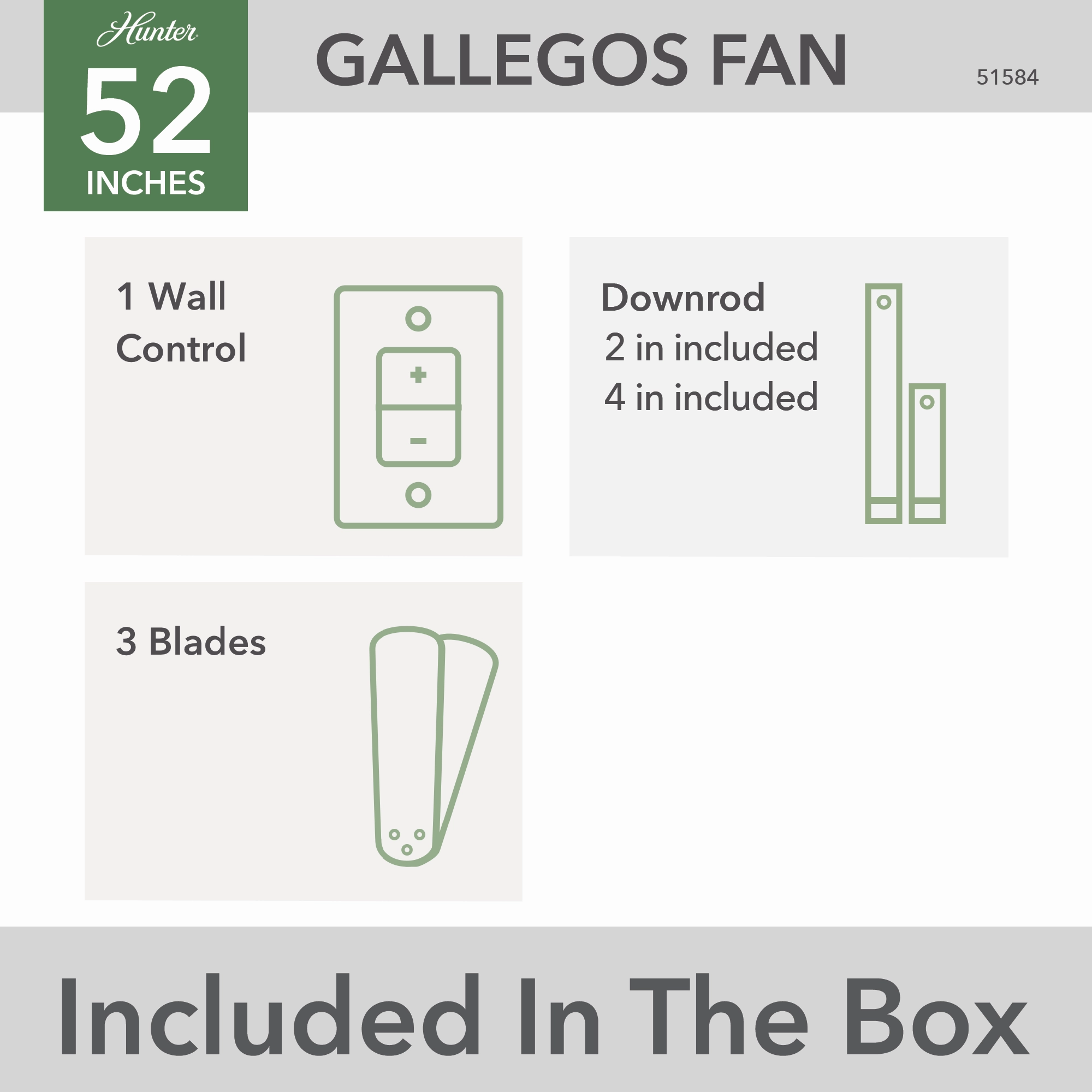 Gallegos 52"Ceiling Fan Matte Silver